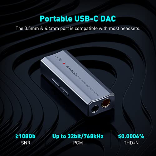 Fosi Audio DS2 Portable USB C DAC DSD512 ES9018K2M Headphone Amp HiFi Tiny Mixer with 3.5MM and 4.4MM Dual Headphone Outputs for Smartphones/PC/Laptop