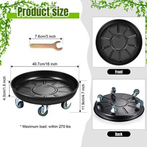 4 Pieces Black Round Flower Pot Mover Rolling Plant Pallet Dolly Caddy with 20 Wheels Mover 16 Inch Heavy Duty Plant Stand Metal Plant Stand Black Plant Stand for Indoor Outdoor Garden