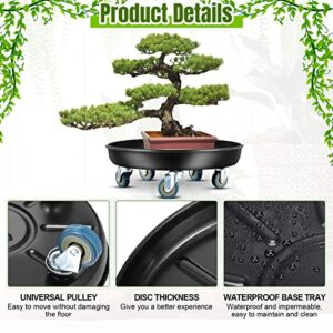 4 Pieces Black Round Flower Pot Mover Rolling Plant Pallet Dolly Caddy with 20 Wheels Mover 16 Inch Heavy Duty Plant Stand Metal Plant Stand Black Plant Stand for Indoor Outdoor Garden