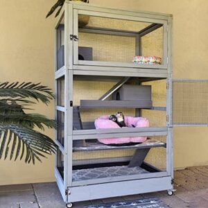 ferret cage chinchilla cage large 4 levels critter nation cage perfect for ferret,chinchilla, rat, squirrel, lizard and other small animal,upgrade anti-chewing (grey)