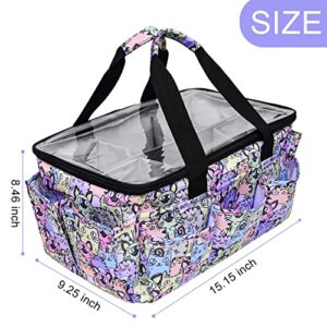 Multi-Functional Tote Bag Craft Bag Desktop File Folder Carrying Bag with Pockets for Art,Craft,Sewing,School, Travel, Daily Use,Office Cat