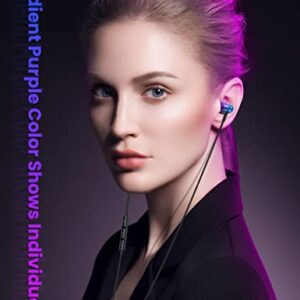 3.5mm Headphone for Moto G 5G Stylus,Wired Earbuds Magnetic HiFi Stereo with Microphone Volume Control Noise Cancelling Aux Earphone Airplane Headset for Samsung Galaxy A23 A14 A12 MP3 MP4 Purple