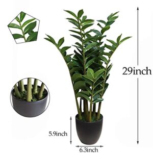 momoplant Artificial Silk Plants 29 inch Faux Plant Fake Zamioculcas Zamiifolia Potted Indoor Home Decor 1 Pcs