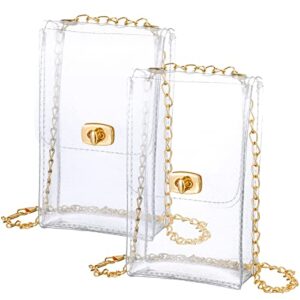 2 pcs clear bag stadium approved small clear purses pvc plastic bag for women girls men sporting concert (gold glitter, simple style)