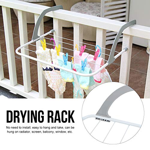Asixxsix Portable Clothes Drying Rack, Retractable Folding Hanging Drying Rack for Balcony Railings Windowsill, Folding Towel Rack Clothes Hanger Lundry Drying Rack for Indoor Outdoor