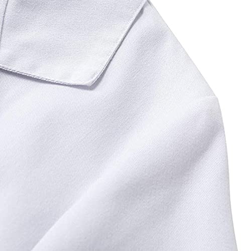 ViYW Professional Lab Coat for Women Long Sleeve White Button Down Jackets Midi Length Notch Lapel Nurse Jacket with Pockets