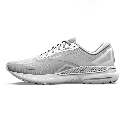 Brooks Women’s Adrenaline GTS 23 Supportive Running Shoe - White/Oyster/Silver - 8 Medium