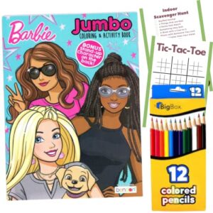 luti barbie coloring book set bundle with 1 coloring books, 12 coloring pencils, indoor scavenger hunt, and activities