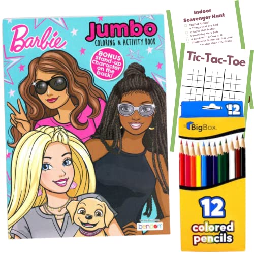 Luti Barbie Coloring Book Set Bundle with 1 Coloring Books, 12 Coloring Pencils, Indoor Scavenger Hunt, and Activities