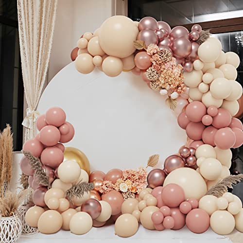 RUBFAC 164pcs Blush Balloons Garland Arch Kit Retro Pink Rose Gold Balloons Confetti Latex Balloons for Girls Baby Shower Garden Tea Party Bachelorette Birthday