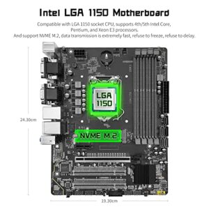 SHANGZHAOYUAN H97M PRO Motherboard LGA 1150 Motherboard (Micro ATX, 4*DDR3 Slots, SATA 3.0, USB 3.0, NVME M.2, PCIe 3.0) Support 4th 5th gen Intel Core i3 i5 i7/Pentium/Xeon Processor