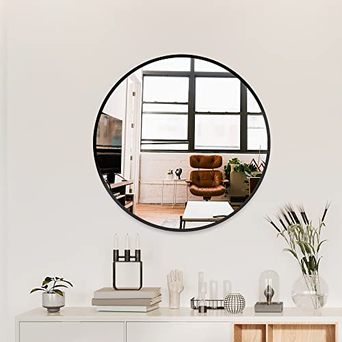 Black Frame Mirror, Bathroom Mirrors for Wall,22'' Round Circle Mirror for Entryway Bedroom Vanity(22'',Black)