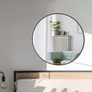 Black Frame Mirror, Bathroom Mirrors for Wall,22'' Round Circle Mirror for Entryway Bedroom Vanity(22'',Black)