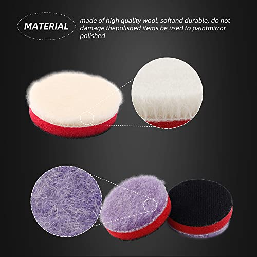 SPTA Mini Polishing Pads Set, 21Pcs 1.6 inch/40mm Sponge Polishing Pads and Wool Buffing Pads, Car Foam Detail Polishing Pad Kit Mix Color for Car Detail Polishing and Waxing, Small Area Polishing