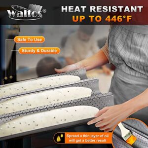 Walfos French Baguette Pan 15" x 9.6", Non-Stick Perforated French Bread Baking Pans 3 Loaves, Heat Resistant Italian Baguette Tray