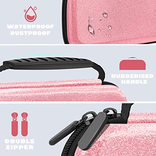 homicozy Glitter Carrying Case for Nintendo Switch and Switch OLED Console,Pink Hard Travel Case Shell Pouch for Nintendo Switch Console & Accessories,Protective Carry Case Compatible with Nintendo for Girls
