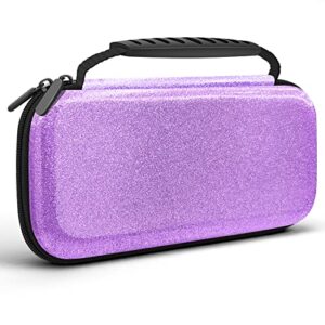 glitter carrying case for nintendo switch and switch oled console,purple hard travel case shell pouch for nintendo switch console & accessories,protective carry case compatible with nintendo for girls