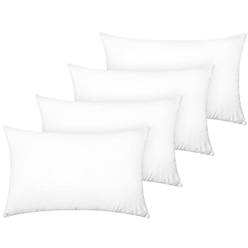 YIYEA 100% Brushed Microfiber Pillow Cases Standard Size Set of 4, 1800TC Super Soft Bed Pillowcases with Envelope Closure, Wrinkle, Fade and Stain Resistant, 20x26 Inches (Standard, White)