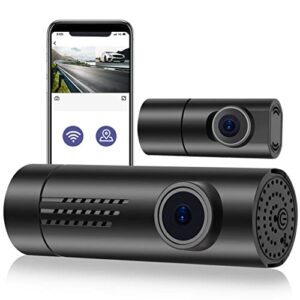 dual dash cam 2k 1440p built in wifi gps car video camera front and rear dash camera mini dashcams for cars with night vision parking mode wdr g sensor app support 128gb max