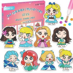 5d diamond painting kits for kids- gem paint by numbers diamonds arts and crafts for boys and girls ages 6 7 8 birthday gifts for girl 6-8 8-12 year old art craft kits stickers dots gift（princess）