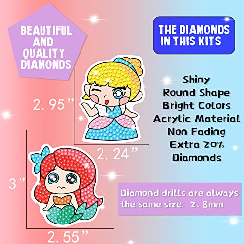 5D Diamond Painting Kits for Kids- Gem Paint by Numbers Diamonds Arts and Crafts for Boys and Girls Ages 6 7 8 Birthday Gifts for Girl 6-8 8-12 Year Old Art Craft Kits Stickers Dots Gift（princess）