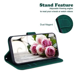 ONV Flip Case for Oppo A53 / Oppo A33 - Rose Butterfly Embossed Phone Case with Card Holder Lanyard Stand Case Leather Magnetic Wallet Cover for Oppo A53 / Oppo A33 [XT] -Green