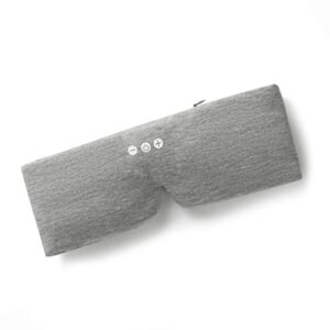 alaska bear sleep headphone eye mask w/thin speakers, comfortable flat earphones for sound therapy (grey)