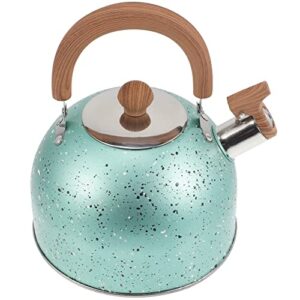 hemoton stovetop tea kettle stainless steel whistling teapot water kettle stove coffee kettle with cool grip ergonomic handle for boiling water 2l green