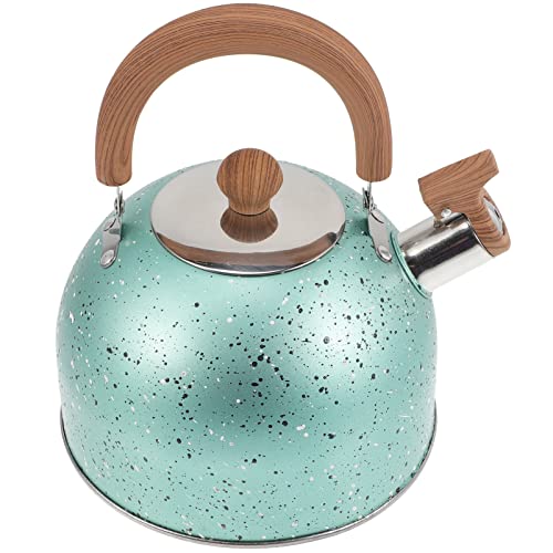 Hemoton Stovetop Tea Kettle Stainless Steel Whistling Teapot Water Kettle Stove Coffee Kettle with Cool Grip Ergonomic Handle for Boiling Water 2L Green