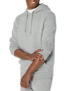 amazon essentials men's lightweight long-sleeve french terry hooded sweatshirt (available in big & tall), grey heather, medium