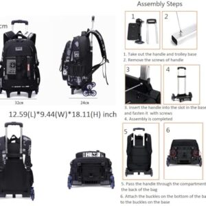 ETAISHOW Camo Rolling Backpack for Boys Kids Backpack with Wheels Wheeled Bookbag Trolley School Bag