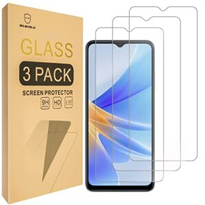 mr.shield [3-pack] designed for oppo a17 / oppo a17k [tempered glass] [japan glass with 9h hardness] screen protector with lifetime replacement
