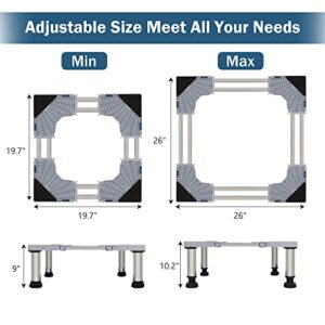 Kokorona Washing Machine Stand Mini Fridge Stand with 4 Strong Feet (9-10.2in High, Dual-Tube), Adjustable Refrigerator Base Multi-Functional Washer Dryer Pedestals, Max Load 440LBS