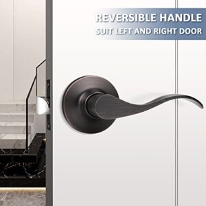 Mengico 1 Pack Door Lever Handle,Oil Rubbed Bronze Door Handle Interior,Door Lever Interior Closet Hallway Door Handles,Reversible Wave Lever Handle