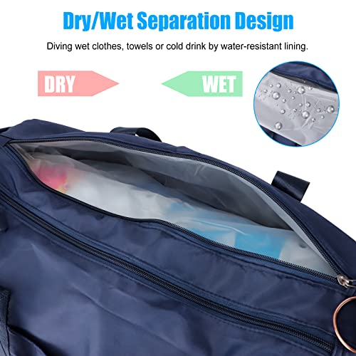 Weekender Bag Gym Bag Small for Men Women, UOIXPUHUO Waterproof Duffel Bag with Luggage Sleeve and Shoes Compartment, Lightweight Overnight Bag Workout Bag for Travel Sport (Blue)