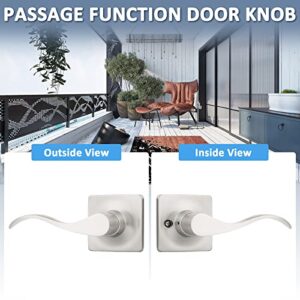 Mengico 2 Pack Door Lever Interior,Satin Nickel Door Handle Interior,Passage Door Handle Hallway Closet Door Lever,Reversible Drop Lever Handles