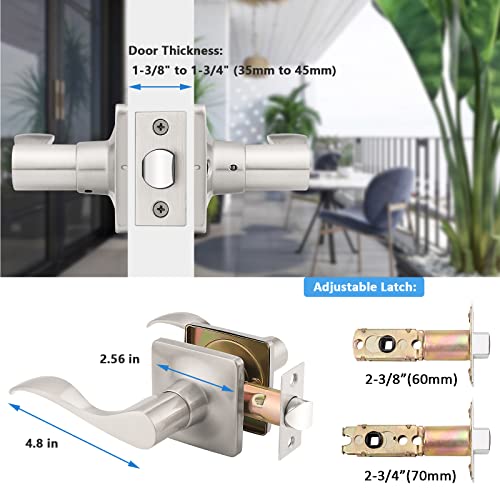 Mengico 2 Pack Door Lever Interior,Satin Nickel Door Handle Interior,Passage Door Handle Hallway Closet Door Lever,Reversible Drop Lever Handles