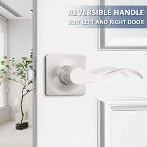 Mengico 2 Pack Door Lever Interior,Satin Nickel Door Handle Interior,Passage Door Handle Hallway Closet Door Lever,Reversible Drop Lever Handles