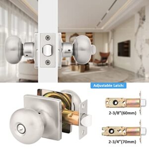 Mengico 1 Pack Interior Door Lock,Satin Nickel Door Knob Handle,Modern Door Knob Privacy Lock(for Bedroom&Bathroom),Brushed Nickel Door Knob Interior