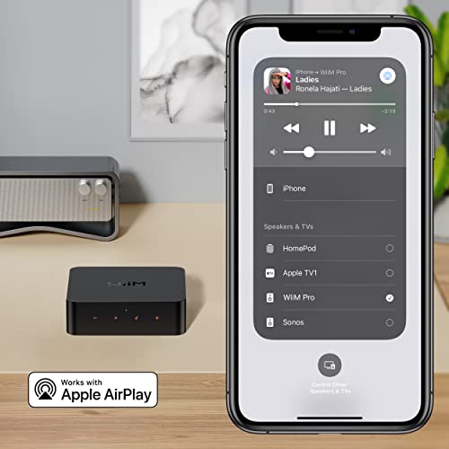 WiiM Pro AirPlay 2 Receiver, Chromecast Audio, WiFi Multiroom Streamer, Compatible with Alexa, Siri and Google Assistant, Stream Hi-Res Audio from Spotify, Amazon Music, Tidal and More