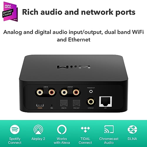 WiiM Pro AirPlay 2 Receiver, Chromecast Audio, WiFi Multiroom Streamer, Compatible with Alexa, Siri and Google Assistant, Stream Hi-Res Audio from Spotify, Amazon Music, Tidal and More