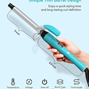 Terviiix 3/4'' Small Curling Iron for Defined Tight Curls, Ceramic Curling Wand Iron for Short to Medium Hair with Keratin & Argan Oil Infused, Digital Display, Long-Lasting, Dual Voltage, with Clamp