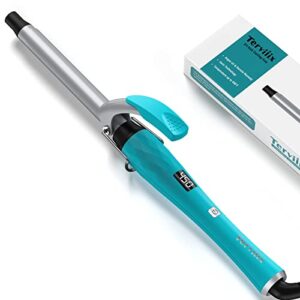 terviiix 3/4'' small curling iron for defined tight curls, ceramic curling wand iron for short to medium hair with keratin & argan oil infused, digital display, long-lasting, dual voltage, with clamp