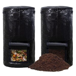 mylifeunit compost bins outdoor, reusable yard waste bags, 34 gallon (2 pack)