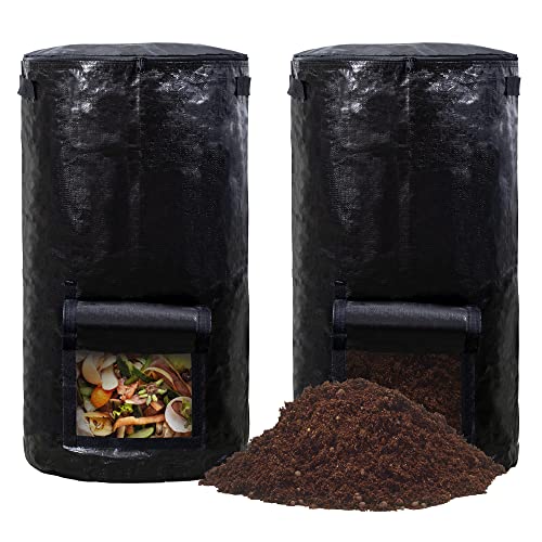 MyLifeUNIT Compost Bins Outdoor, Reusable Yard Waste Bags, 34 Gallon (2 Pack)