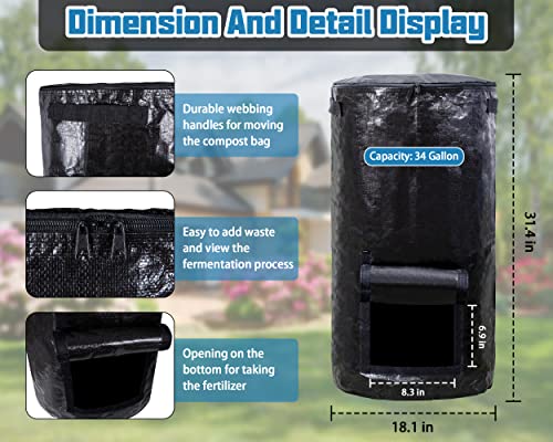 MyLifeUNIT Compost Bins Outdoor, Reusable Yard Waste Bags, 34 Gallon (2 Pack)