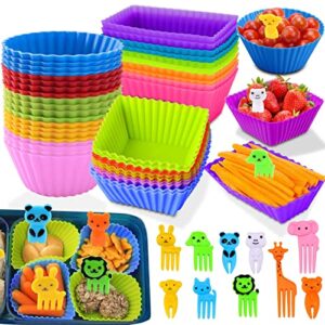 Cadeya 60 Pcs Silicone Lunch Box Dividers, Bento Lunch Box Dividers with Food Picks for Lunch Containers Accessories