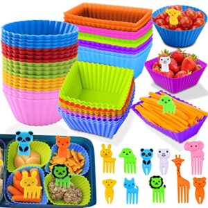 cadeya 60 pcs silicone lunch box dividers, bento lunch box dividers with food picks for lunch containers accessories