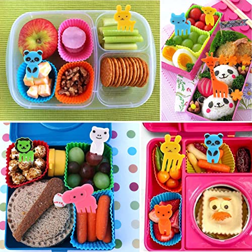 Cadeya 60 Pcs Silicone Lunch Box Dividers, Bento Lunch Box Dividers with Food Picks for Lunch Containers Accessories