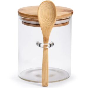 prosumer's choice sugar containers (4.9" x 3.3") for countertop - glass jars for food storage with bamboo airtight lid and spoon - clear canisters for salt, coffee & overnight oats .